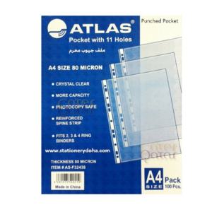 A4 reinforcement file top open 11 hole transparent document protector sheets 100 pcs packet