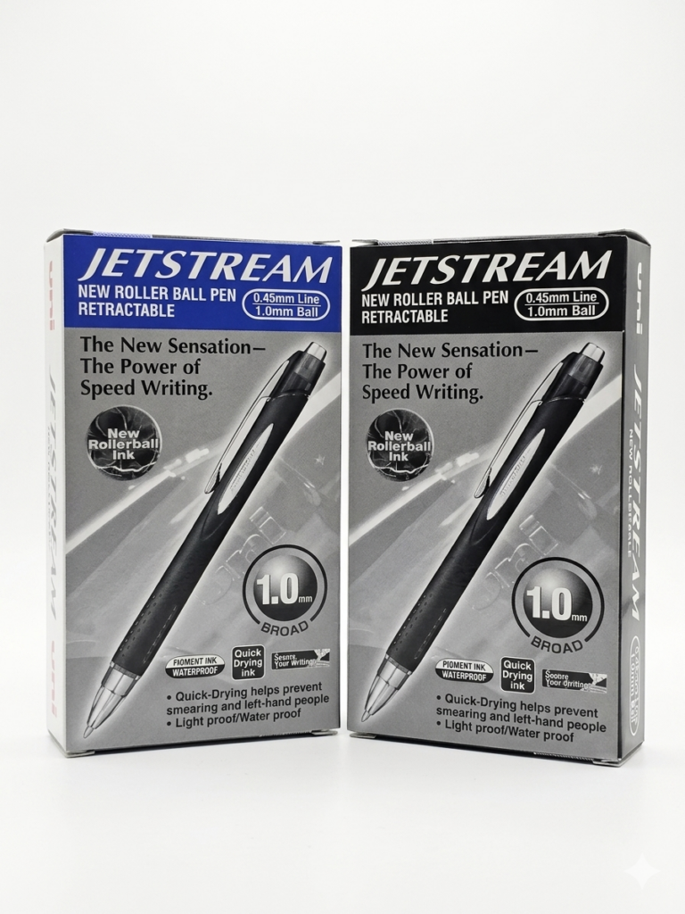Hybrid ink retractable pen combining smooth gel-like writing with durable ballpoint performance, quick-dry smudge-resistant ink